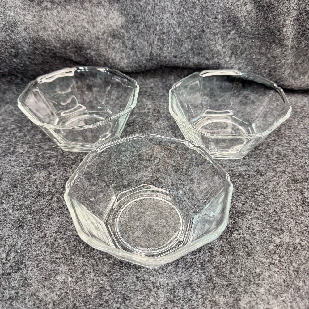 Hoya Contemporary Collection Ocean Glassware Octagon Dessert Berry Bowls MCM VTG